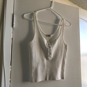 white cropped button up tank top